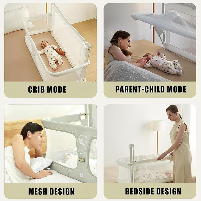 3-in-1 Portable Crib with Rails - Cot Sleeper for Baby in Bed - B-101