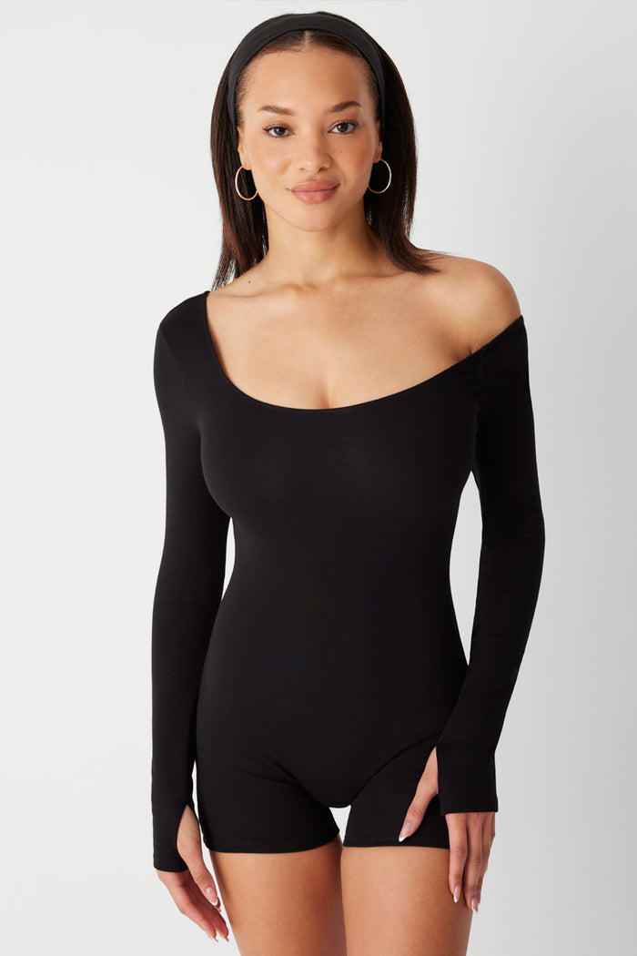 97 One Shoulder Romper Black