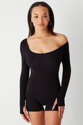 97 One Shoulder Romper Black