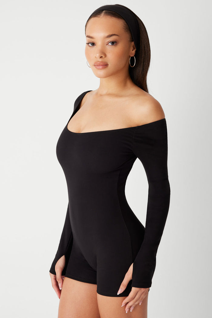 97 One Shoulder Romper Black