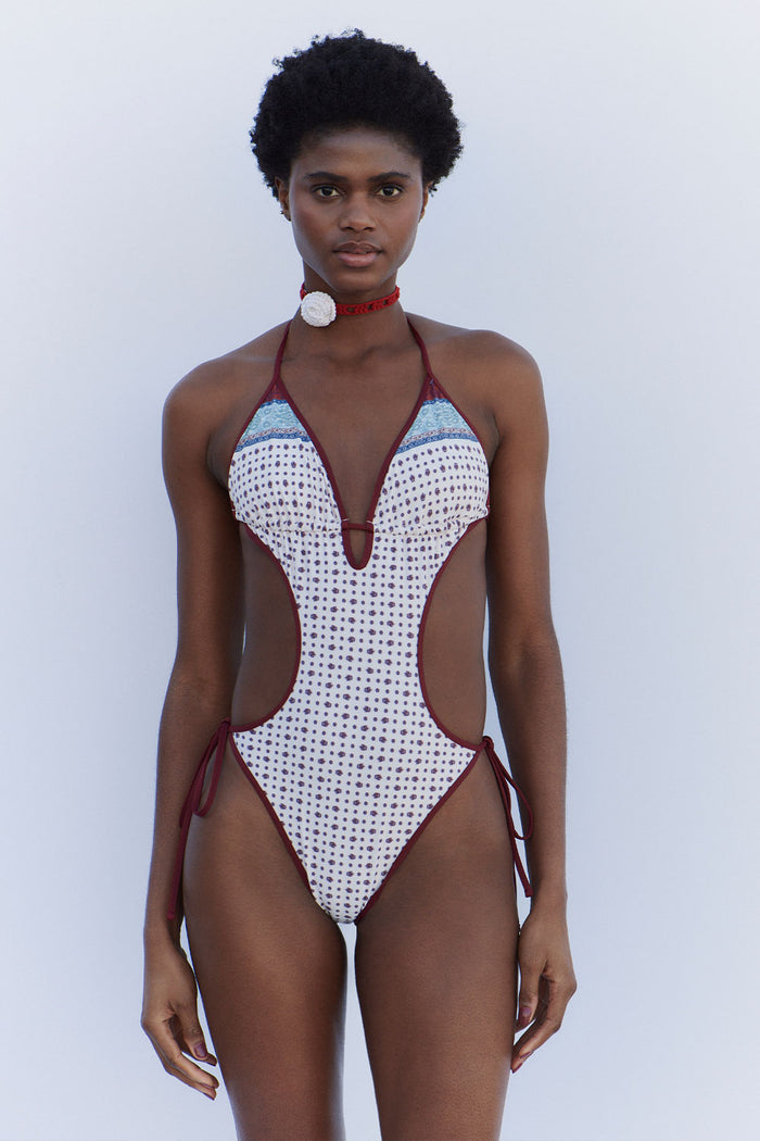Adriana Monokini One Piece Swimsuit Sand Paisley