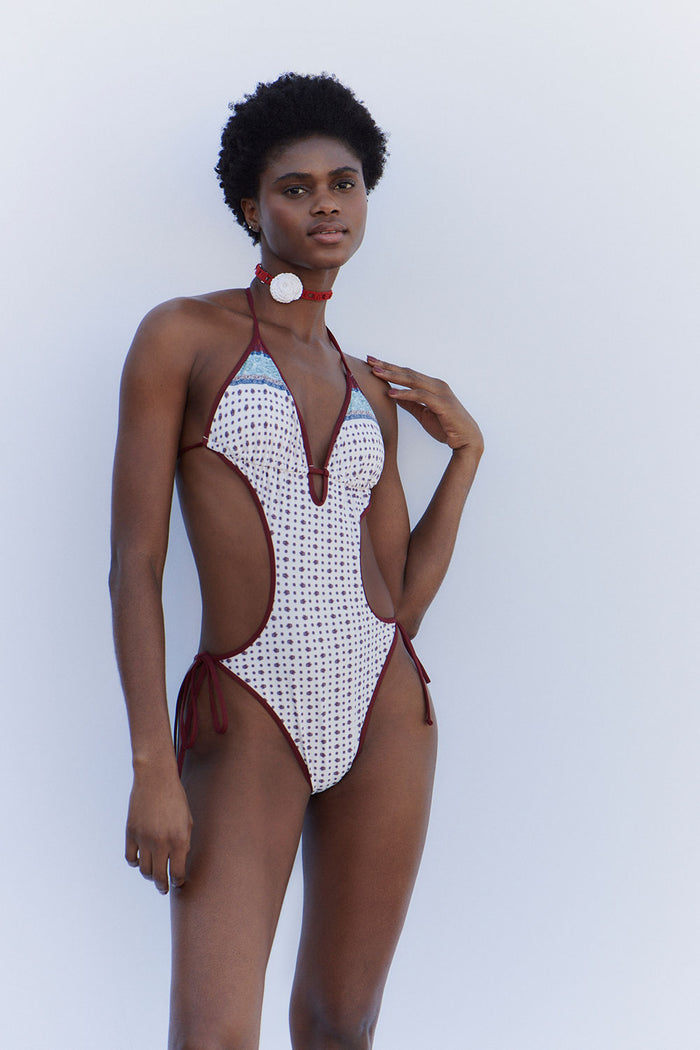 Adriana Monokini One Piece Swimsuit Sand Paisley