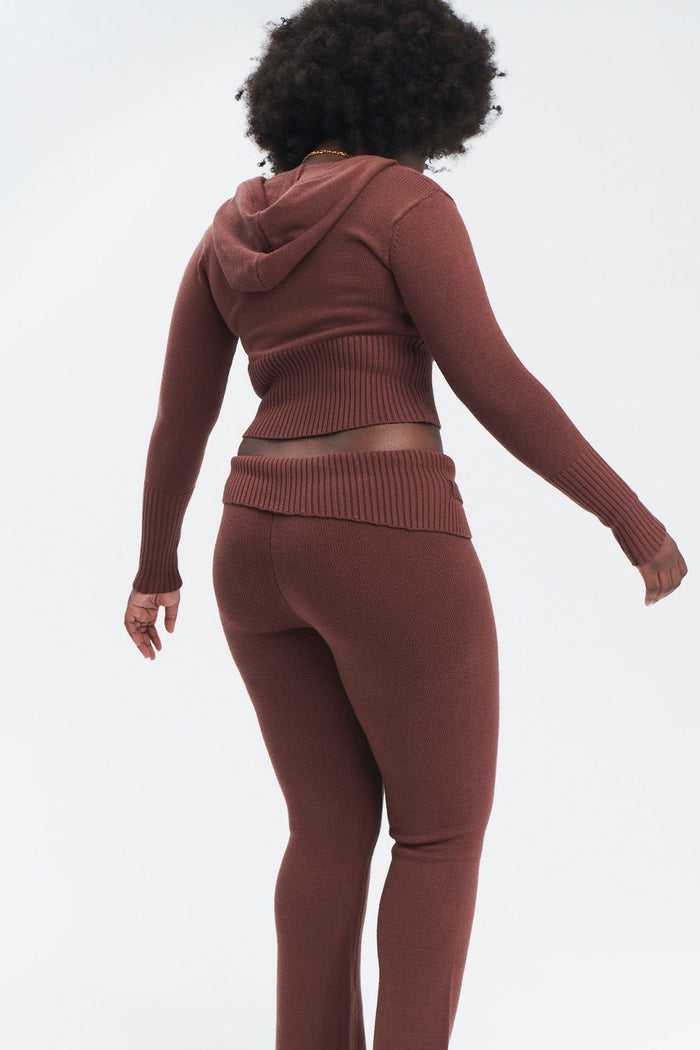 Aimee Cloud Knit Zip Up Hoodie Chocolate