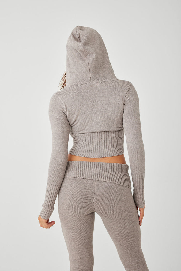 Aimee Cloud Knit Zip Up Hoodie Heather Grey