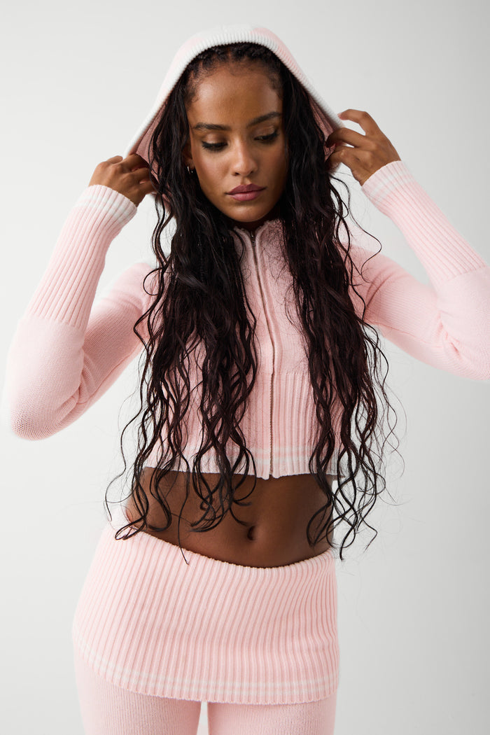 Aimee cloud knit hoodie rosebud pink
