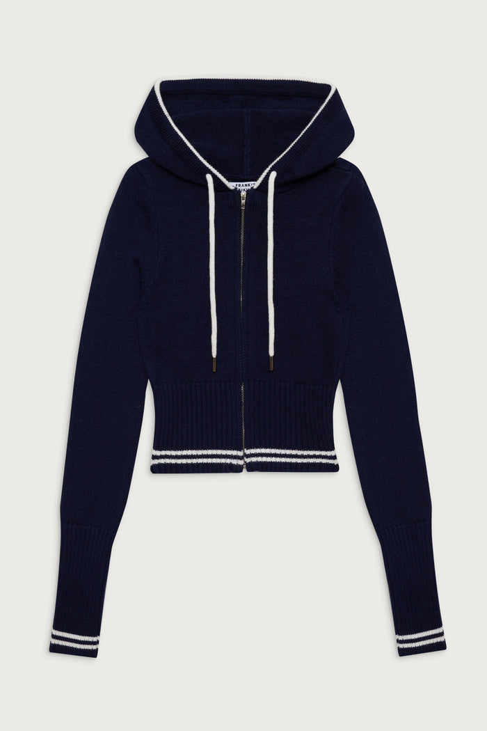 Aimee cloud knit zip up hoodie starlight blue
