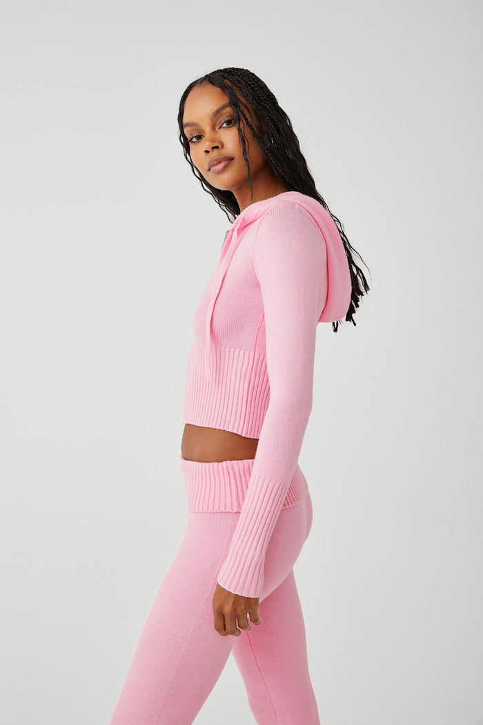 Aimee Cloud Knit Zip Up Hoodie Valentine Pink