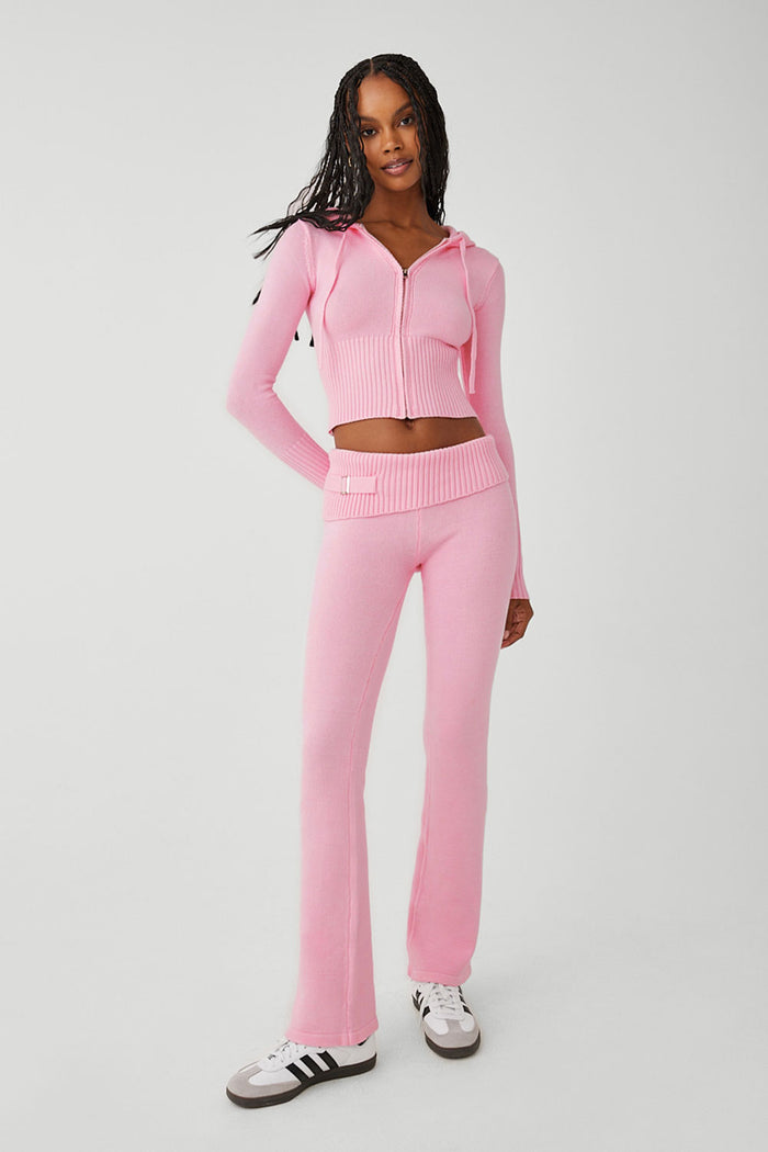 Aimee Cloud Knit Zip Up Hoodie Valentine Pink
