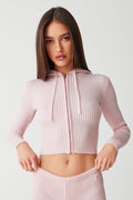 Aimee ribbed cloud knit hoodie rose quartz