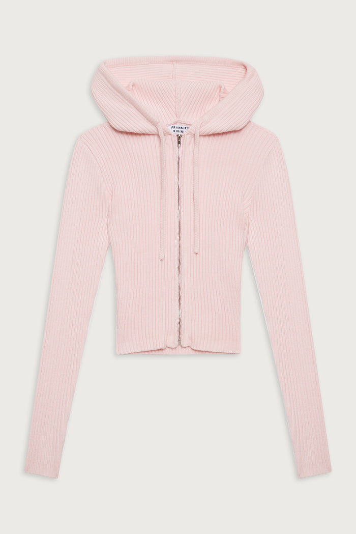 Aimee ribbed cloud knit hoodie rose quartz