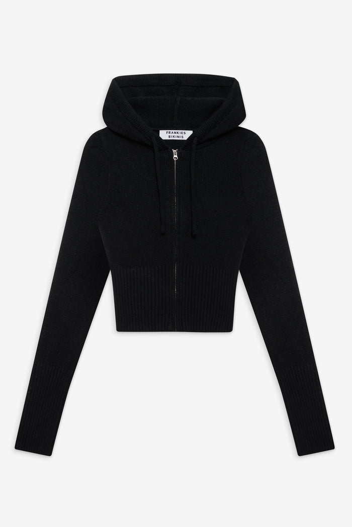 Aimee Cloud Knit Zip Up Hoodie Black