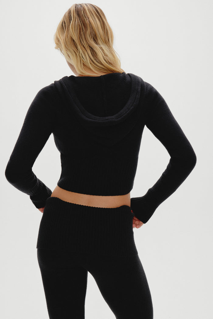 Aimee Cloud Knit Zip Up Hoodie Black