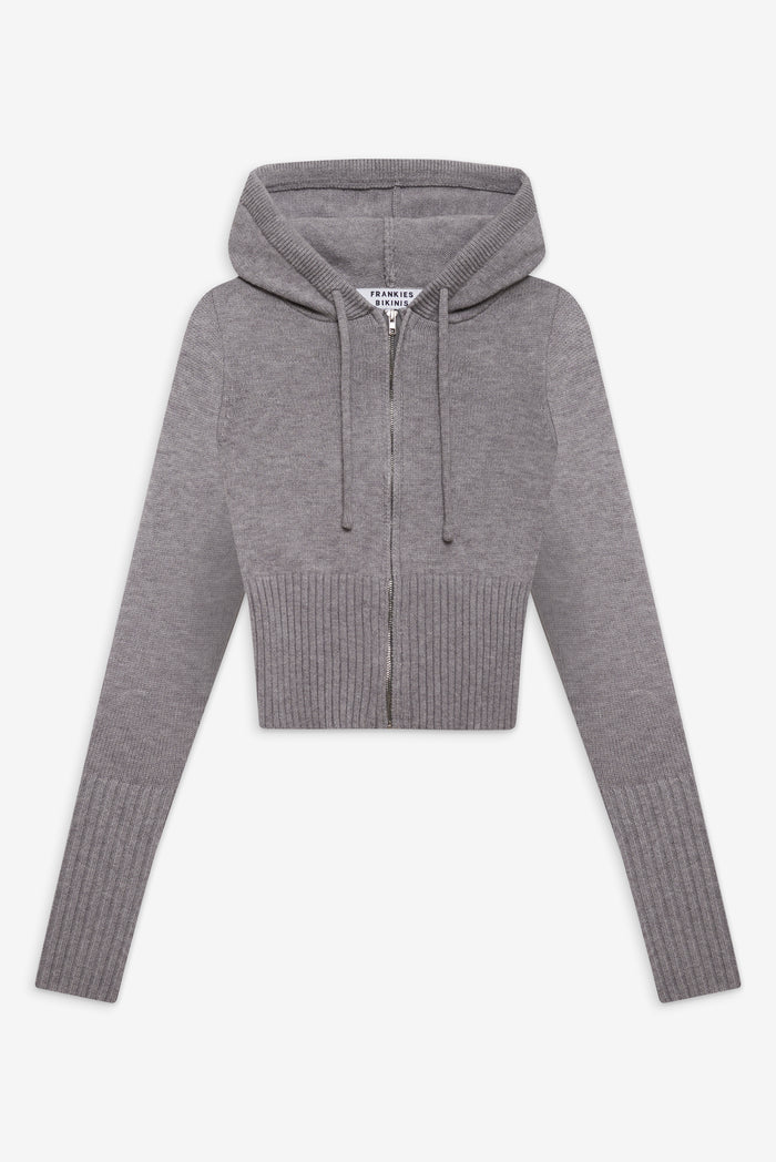 Aimee cloud knit zip up hoodie rain cloud
