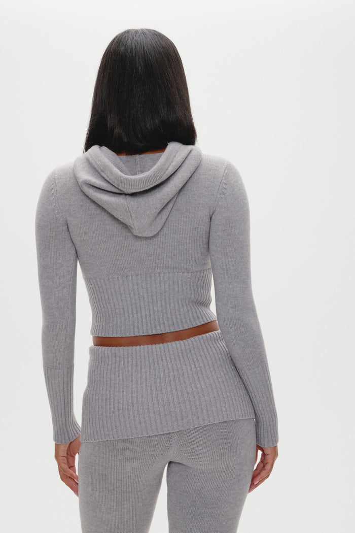 Aimee cloud knit zip up hoodie rain cloud
