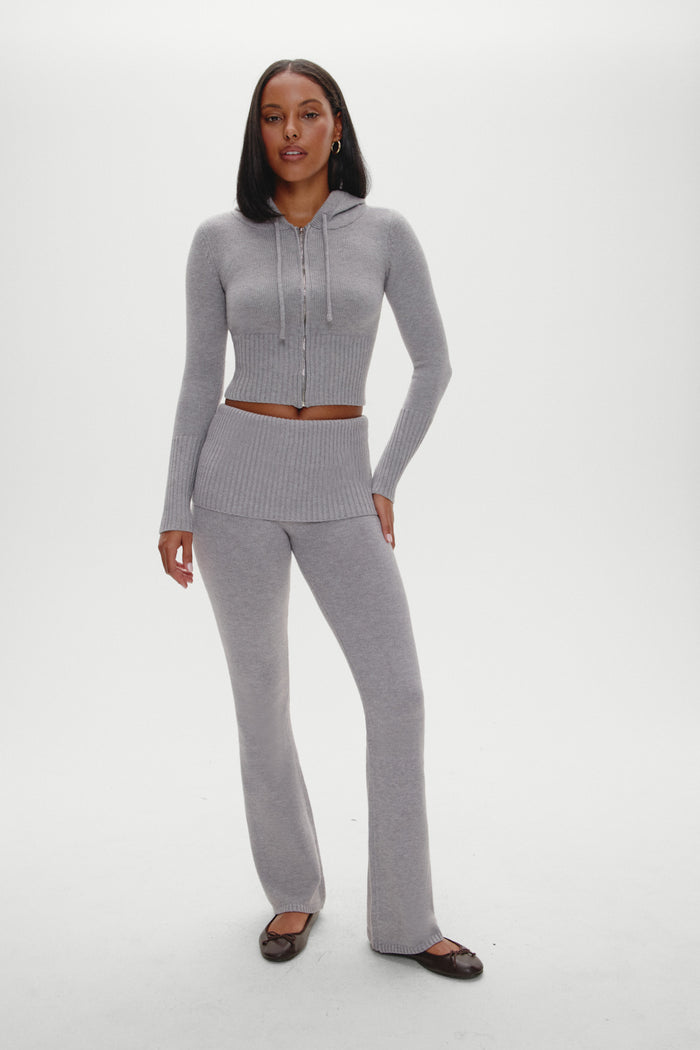 Aimee cloud knit zip up hoodie rain cloud