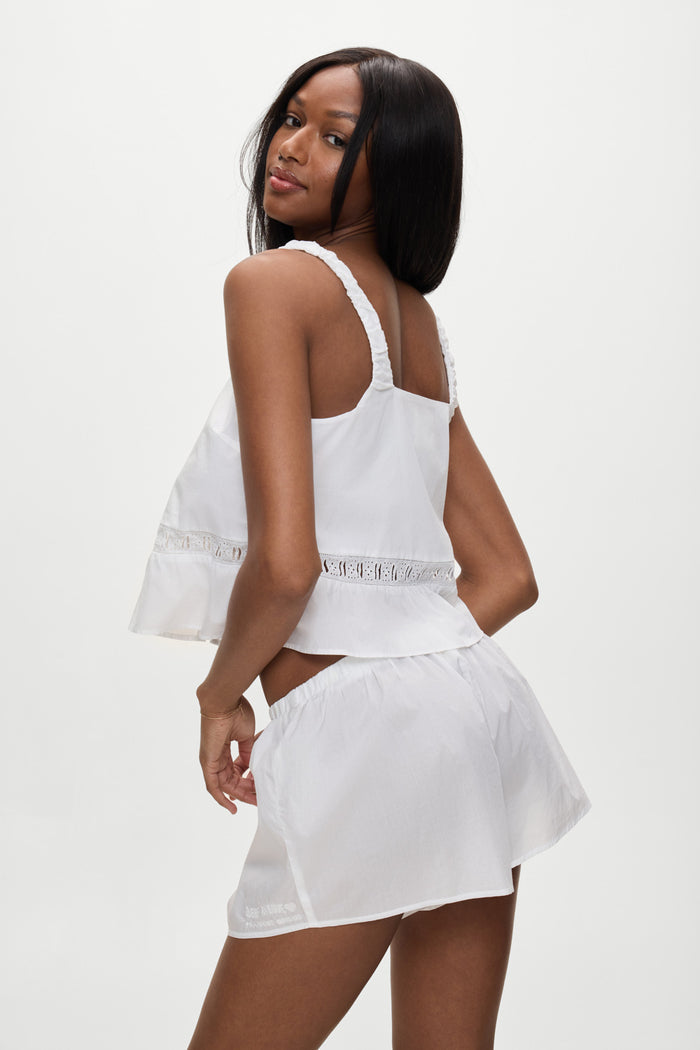 Airy poplin mini shorts white