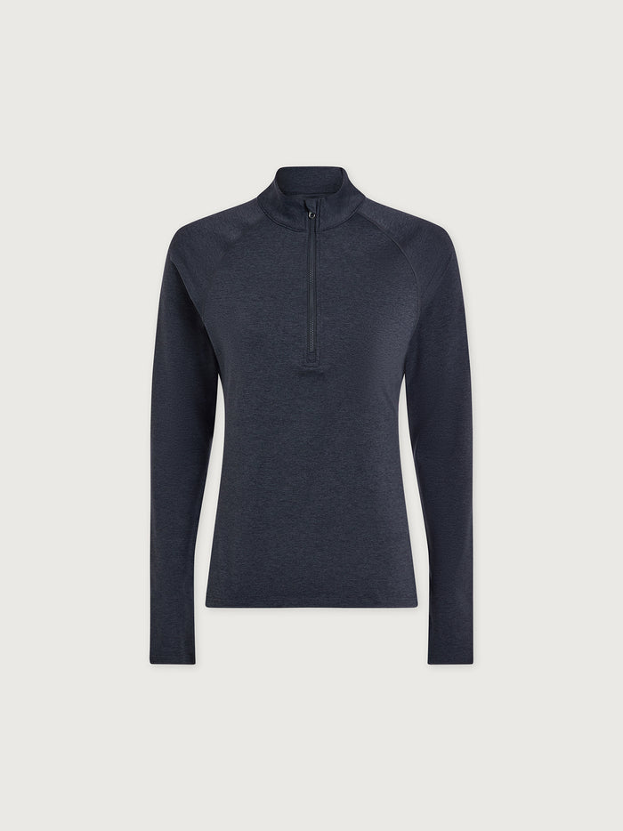 Black Marl|Always Warm Half Zip Baselayer in black marl, front-facing product shot highlighting the half-zip neckline.
