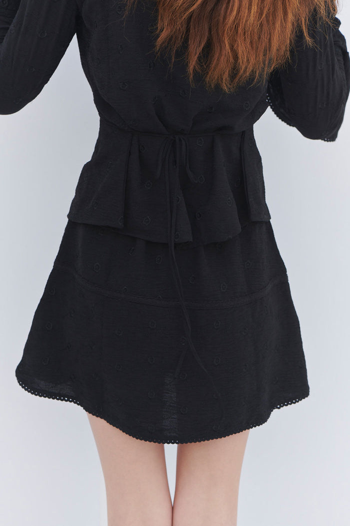Anabelle Eyelet Mini Skirt Black