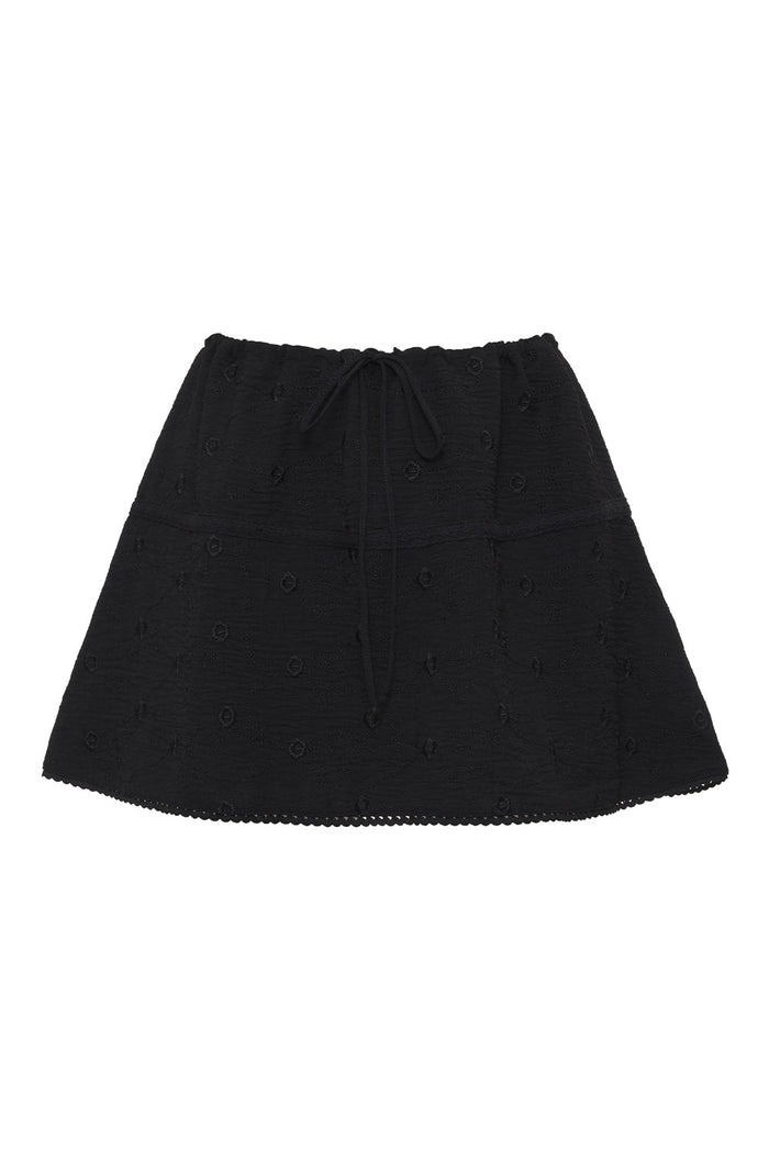 Anabelle Eyelet Mini Skirt Black