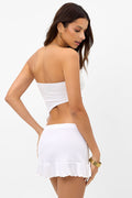 andrea white plisse rib ruffle mini skirt