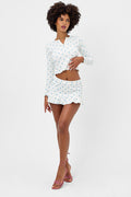 Andrea Waffle Day Lily Floral Mini Skirt