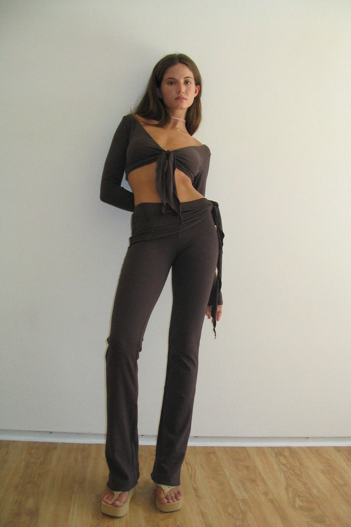 Astrid Mini Long Sleeve Crop Top Creme Brulee