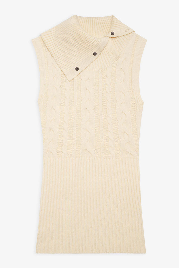 Axel Cable Cloud Knit Sleeveless Sweater - French Vanilla