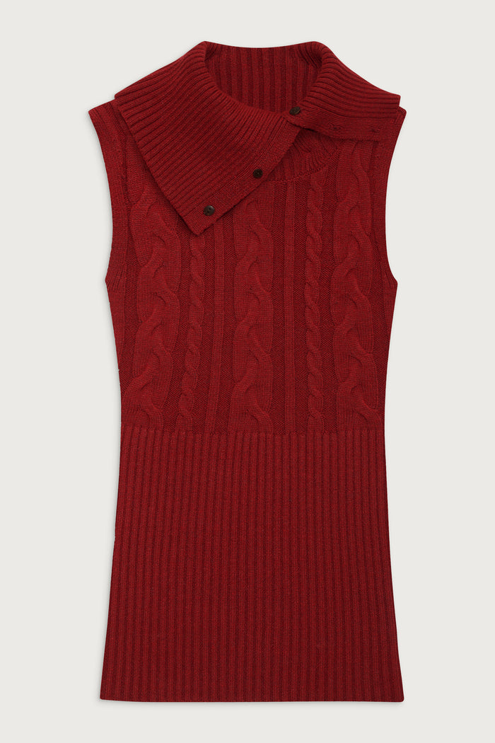 Axel cable cloud knit sleeveless sweater red velvet