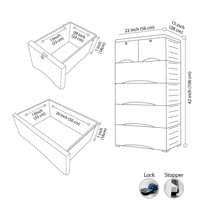 Baby Elephant Theme 6 Layer Wardrobe