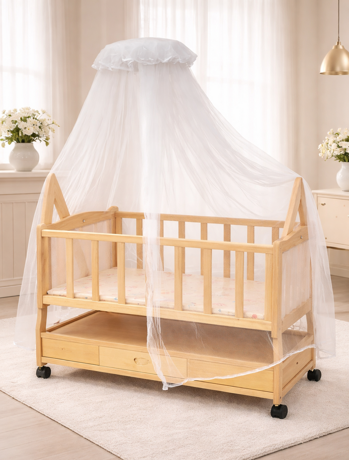 Baby Wooden Cot With Swing Light Wood-BZ-187