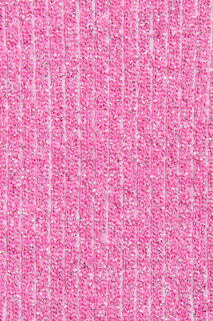Close-up of the Bamboo Sparkle Fuchsia Socks, featuring textured ribbed pink fabric with woven silver metallic threads for a shimmering effect.