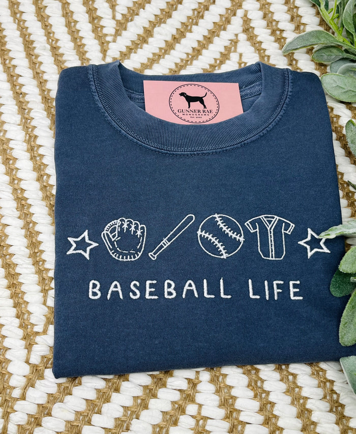 BASEBALL LIFE Embroidered T-shirt or Sweatshirt