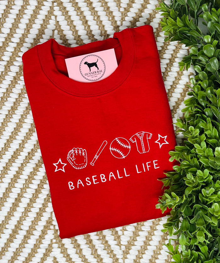 BASEBALL LIFE Embroidered T-shirt or Sweatshirt