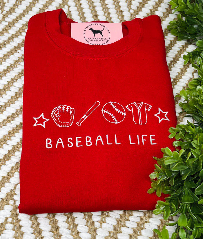 BASEBALL LIFE Embroidered T-shirt or Sweatshirt