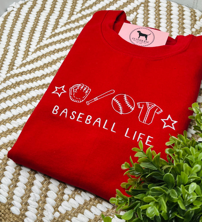 BASEBALL LIFE Embroidered T-shirt or Sweatshirt