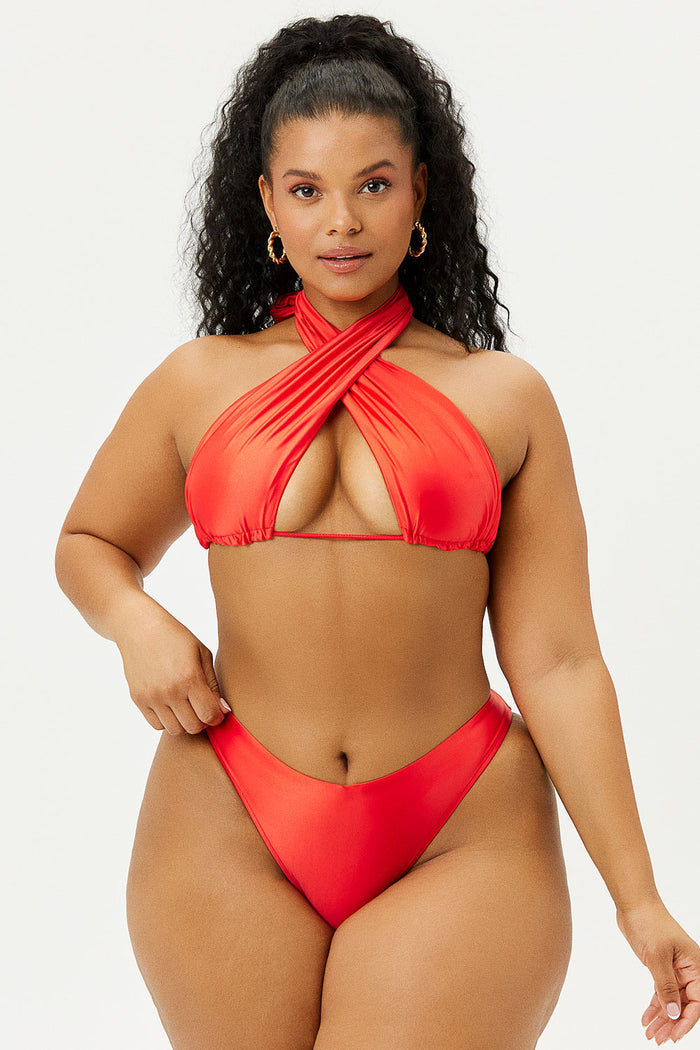 Bash Grenadine Satin Wrap Bikini Top Extended