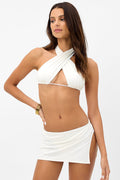 Bash White Wrap Halter Top