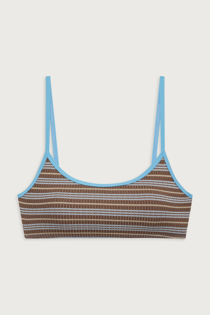 Bay view striped bralette bikini top ocean stone