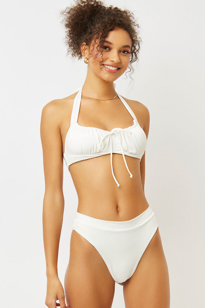 Bea White High Waist Skimpy Bottom