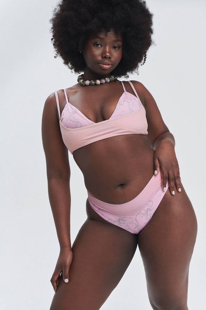 Bellamy Ribbed High Waist Bikini Bottom Aurora