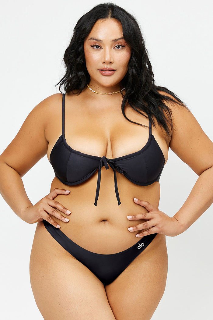Benji Black Satin Underwire Bikini Top Extended