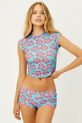 Blue Crush Blue Magic Terry Floral Crop Top