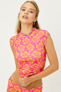Blue Crush Hibiscus Honey Terry Bikini Crop Top
