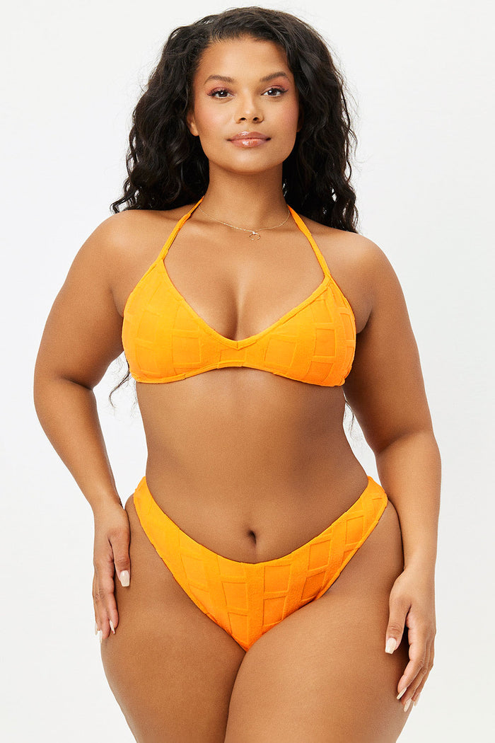 Boardwalk Checkmate Terry Halter String Bikini Top Extended