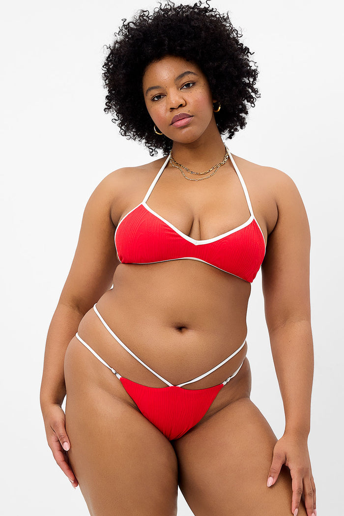 Boardwalk Textured String Bikini Top Flame
