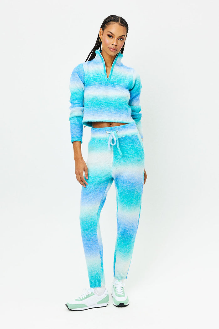 Bowie Blue Horizon Cropped Knit Sweater