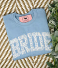 BRIDE BLUE FLORAL Custom Applique Embroidered T-shirt or Sweatshirt