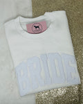 BRIDE WHITE GLITTER Custom Applique Embroidered T-shirt or Sweatshirt