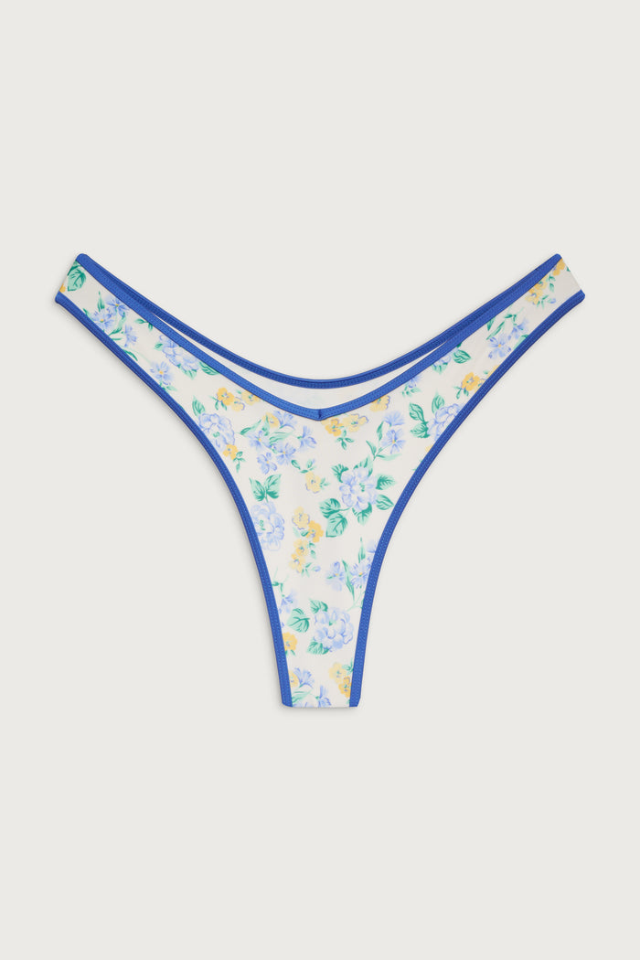 Brittany Shine Micro Bikini Bottom - Coastal Floral