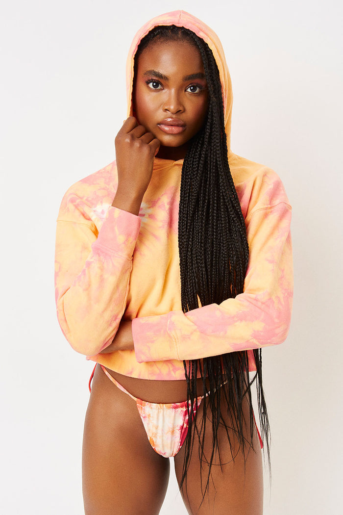 burl sherbet tie dye cropped sweatshirt with hood